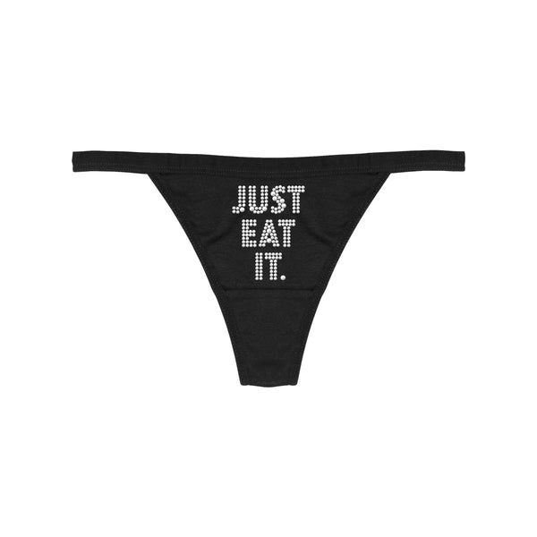 JUST EAT IT RHINESTONE THONG - MJN