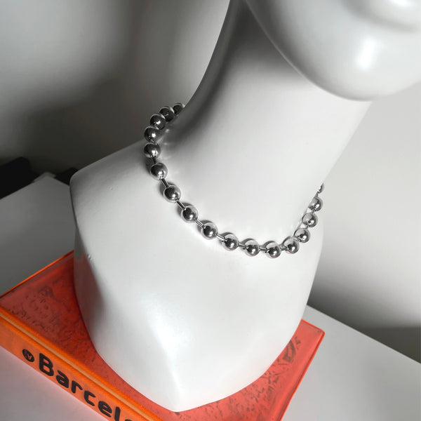 STAINLESS STEEL BALL CHAIN CHOKER NECKLACE