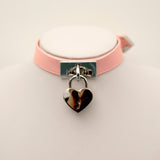 LEATHER HEART PADLOCK CHOKER (CLICK FOR 3 COLORS)
