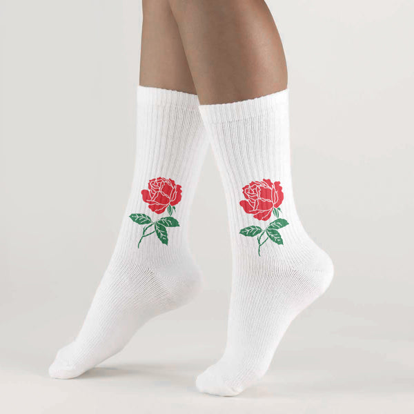 White Socks with Rose Pattern - Women Collection - Sunchoice Socks