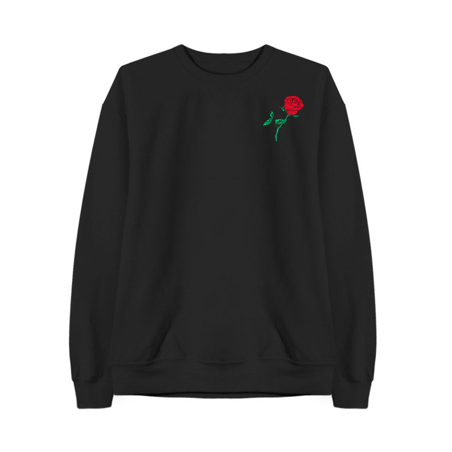 THE ROSE EMBROIDERED SWEATSHIRT BLACK MJN ORIGINALS MaryJaneNite